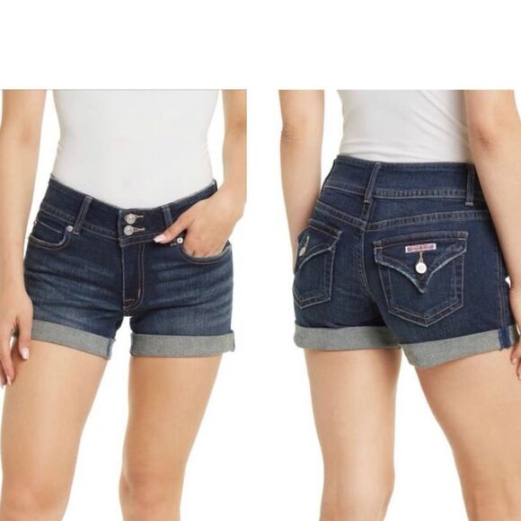 HUDSON JEANS Ruby Cuffed Mid-Thigh Denim Shorts Size 23 - Picture 1 of 8